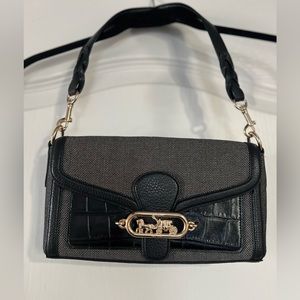 Coach Mini Purse Black/Grey Exterior Burgundy Velvet Interior